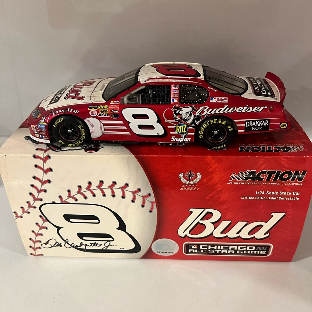 Budweiser Racing Toy Car with Red and White Design